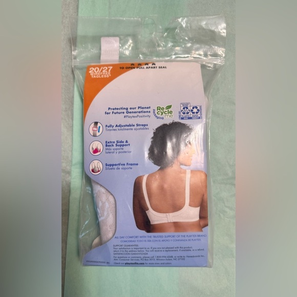 NEW WOMEN SIZE 44 DDD PLAYTEX 18
HOUR SENSATIONAL SUPPORT WHITE
WIREFREE BRA - Picture 8 of 9